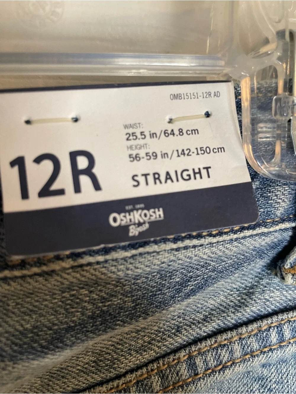 OshKosh B'gosh Light Blue Wash Straight-Leg Snap Jeans EZ Adjust Waist Size 12R
